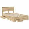 vidaXL Bedframe met hoofdeinde Sonoma Eiken 135 x 190 cm Bewerkt hout