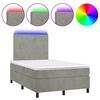 vidaXL Boxspring met matras en LED fluweel lichtgrijs 120x190 cm