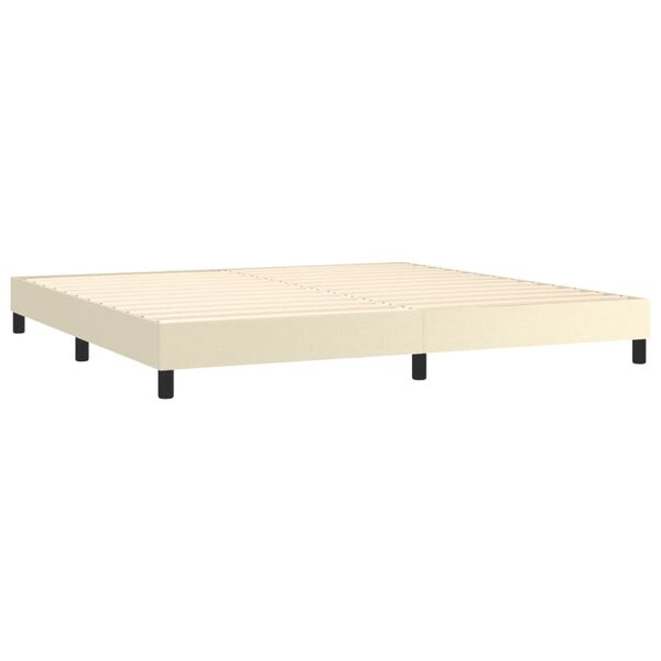 vidaXL Boxspring met matras kunstleer cr&egrave;mekleurig 200x200 cm