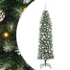 vidaXL Kunstmatige slanke kerstboom met 300 LED Groen en Wit 180 cm