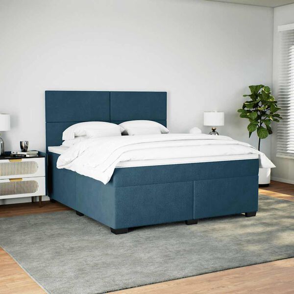 vidaXL Boxspring met matras fluweel blauw 180x200 cm