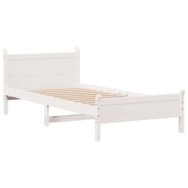 vidaXL Bedframe zonder matras massief grenenhout wit 75x190 cm