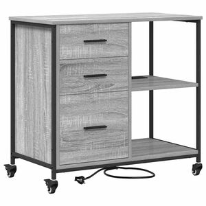 vidaXL Kast met Oplaadstation met wiel Grijs Sonoma 76 x 41 x 72 cm