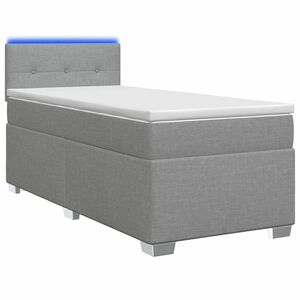 vidaXL Boxspring Bed met Matras en LED Lichtgrijs 90 x 190 cm Stof
