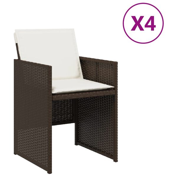 vidaXL Tuinstoelen 4 st met kussens poly rattan bruin