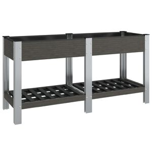vidaXL Plantenbak verhoogd met schap 175x50x75 cm HKC grijs
