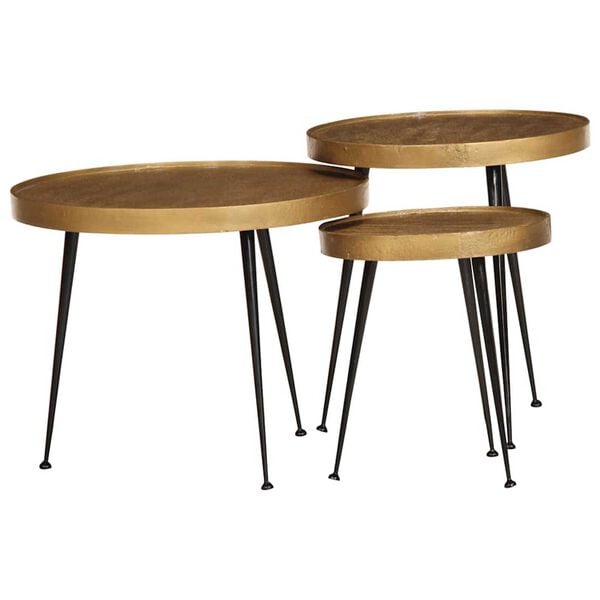 vidaXL Salontafel 3 stuks Goudkleurig bewerkt hout