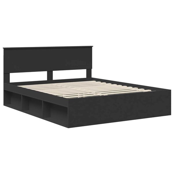 vidaXL Bedframe met hoofdeinde Zwart 160 x 200 cm Massief grenenhout