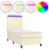 vidaXL Boxspring met matras en LED kunstleer cr&egrave;mekleurig 90x200 cm