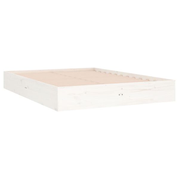 vidaXL Bedframe massief hout wit 135x190 cm