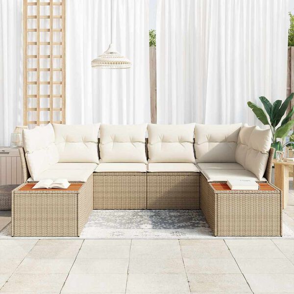 vidaXL Tuin Sofa Set met kussen 6 pcs Beige poly rattan