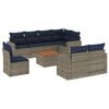 vidaXL 9-delige Loungeset met kussens poly rattan grijs