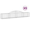 vidaXL Schanskorven 9 st gewelfd 300x30x40/60 cm gegalvaniseerd ijzer