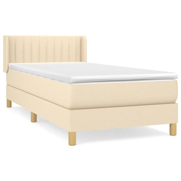 vidaXL Boxspring met matras stof cr&egrave;mekleurig 90x190 cm