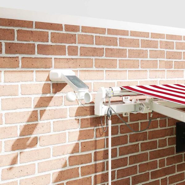 vidaXL Inklapbaar Zonnescherm Rood en Wit 450 &times; 350 cm Stof en Metaal