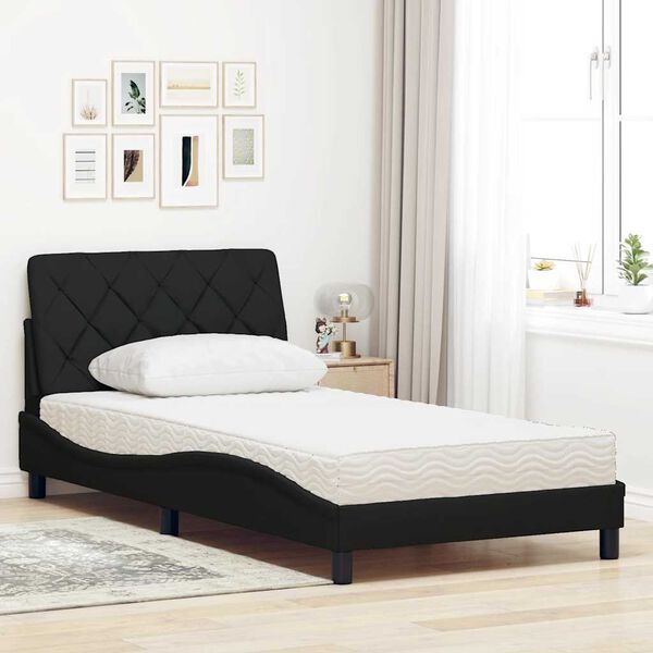 vidaXL Bed met matras stof zwart 100x200 cm