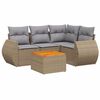 vidaXL 5-delige Loungeset met kussens poly rattan beige