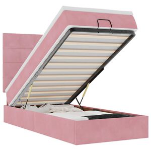 vidaXL Ottoman bed met matrassen en LED's 80x200cm fluweel roze