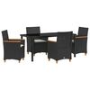 vidaXL Tuin eettafelset 5 pcs Zwart poly rattan