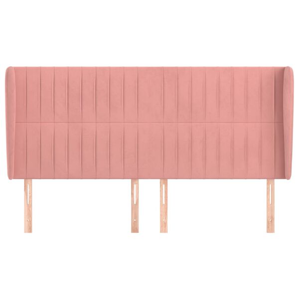 vidaXL Hoofdbord met randen 203x23x118/128 cm fluweel roze