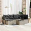 vidaXL Tuin Sofa Set met kussen met opslag 7 pcs Lichtgrijs Poly riet