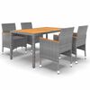 vidaXL 5-delige Tuinset poly rattan grijs