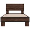 vidaXL Bedframe bewerkt hout en metaal bruin eikenkleurig 90x190 cm