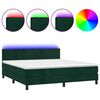 vidaXL Boxspring met matras en LED fluweel donkergroen 180x200 cm