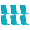 vidaXL Stoelkussens hoge rugleuning 6 st stof turquoise