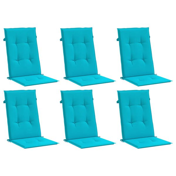 vidaXL Stoelkussens hoge rugleuning 6 st stof turquoise