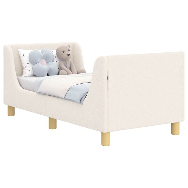 vidaXL Peuterbedframe met hoofdbord Crème 70 x 140 cm Schapenstof