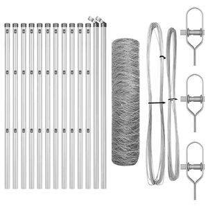 vidaXL zeshoekig gaashek met grondbevestiging 25 x 0,6 m zilver Mesh