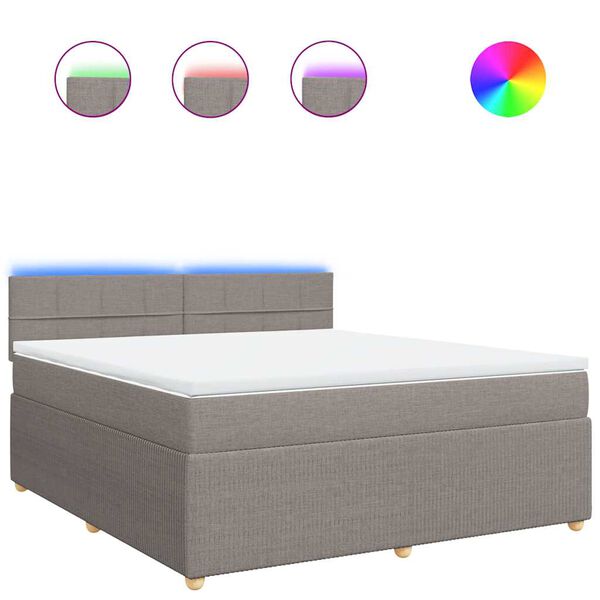 vidaXL Boxspring met matras stof taupe 180x200 cm