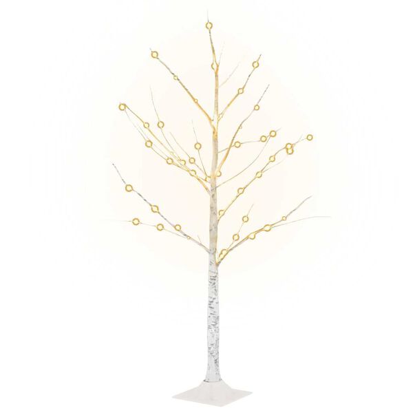 vidaXL Berkenboom LED 48 LED's warmwit 120 cm wit