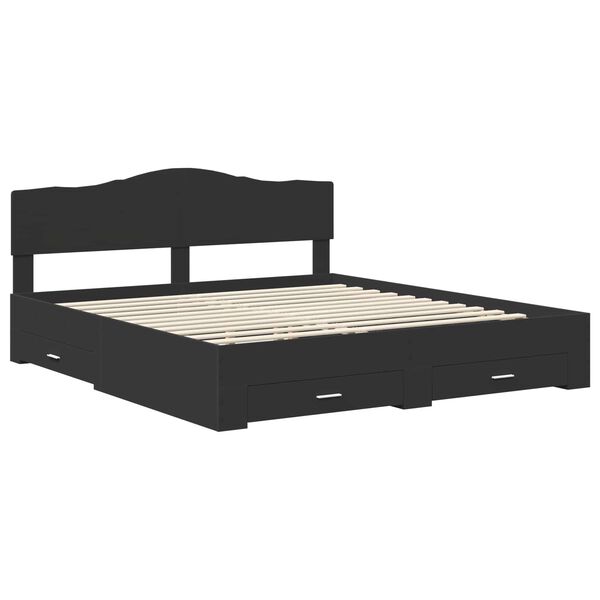 vidaXL Bedframe met hoofdeinde Zwart 200 x 200 cm Bewerkt hout