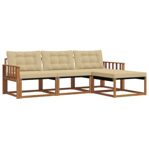 vidaXL Buiten bankenset met kussen 4 pcs Natuurlijk en Beige