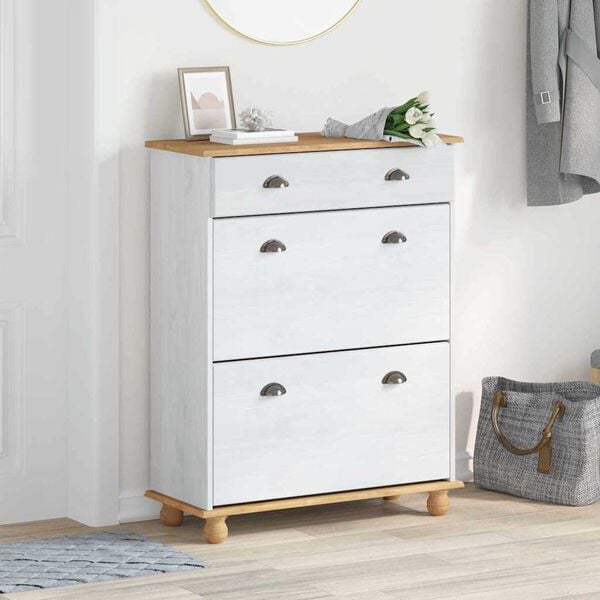 vidaXL Schoenenkast ASKIM Wit 85 x 35 x 108 cm Massief grenenhout