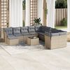 vidaXL 12-delige Loungeset met kussens poly rattan beige