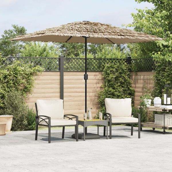 vidaXL Parasol met LED's en stalen paal 248x248x248 cm bruin