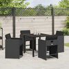 vidaXL Tuin eettafelset 5 pcs Zwart poly rattan