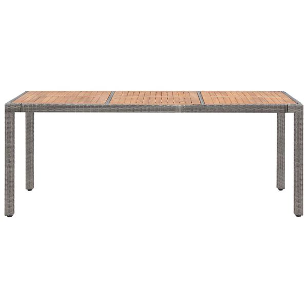 vidaXL Tuintafel 190x90x75 cm poly rattan en massief acaciahout grijs