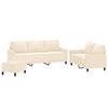 vidaXL 3-delige Loungeset met kussens fluweel cr&egrave;mekleurig