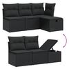 vidaXL 5-delige Loungeset met kussens poly rattan zwart