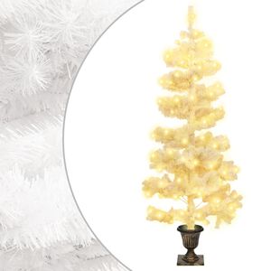 vidaXL Kunstkerstboom met verlichting en pot 120 cm PVC wit