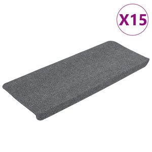 vidaXL Trapmatten zelfklevend 15 st 65x24,5x3,5 cm grijs