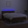 vidaXL Boxspring met matras en LED stof donkerbruin 140x200 cm