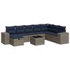 vidaXL 9-delige Loungeset met kussens poly rattan grijs