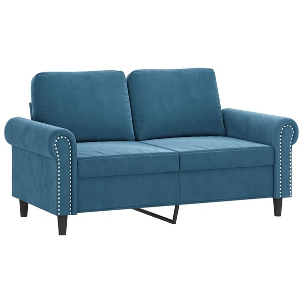 vidaXL 3-delige Loungeset met kussens fluweel blauw