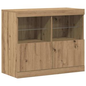 vidaXL LED Sideboard Bruin 81 x 37 x 66,5 cm Bewerkt hout