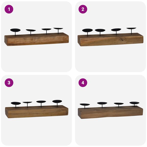 vidaXL Kaarsenhouder Naturel 50 x 15 x 10 cm Massief teakhout